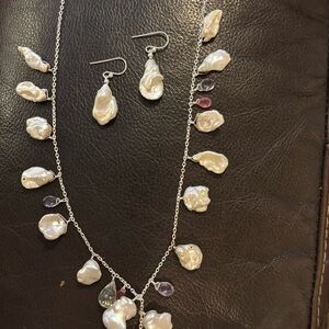 Elegant Baroque Pearl Necklace and Earring Set